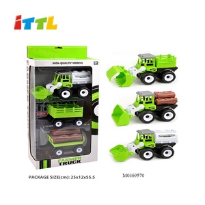 Divertido Die Cast Farm Horse Animal Friction Trailer Vehicles Toy Set Tractor Bulldozer Camión mezclador con animales para niños Regalos - Product Image 3