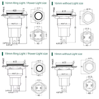 Interruptor de botón de metal de alta corriente de 16/19MM: impermeable, iluminado, autorreinicio/bloqueo para Iniciación de energía de computadora y automóvil