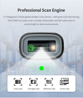 Escáner de código de barras 2D P2300 Mini con base de carga, lector de códigos QR inalámbrico Bluetooth para punto de venta, compatible con iPad y Android