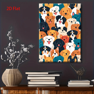 Penjualan laris Diytree merek lukisan dekoratif seni grafis tema hewan peliharaan potret anjing lucu warna-warni untuk ruang tamu anak-anak - Product Image 2