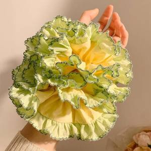 ยางรัดผมสีเหลืองดีไซน์สวยงาม แบบยืดหยุ่น สำหรับผู้หญิงและเด็กผู้หญิง แบบสองชั้นขนาดใหญ่ - Product Image 3