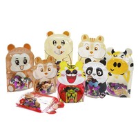 Sachet Doypack à fermeture éclair, imprimé animaux de dessin animé, transparent, refermable, à soufflet, en plastique octogonal, pour snacks, noix et aliments divers