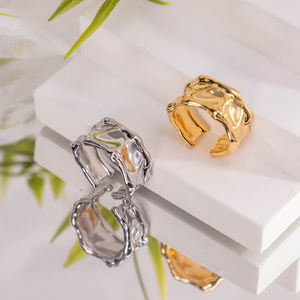 Irregular Texture Open <b>Ring</b> 18K <b>Gold</b> Plated <b>Vintage</b> Statement <b>Ring</b> Unisex Trendy Minimalist Fashion Jewelry Party Daily - Product Image 3