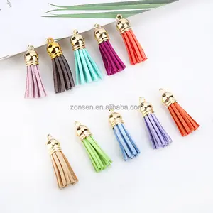 High quality 38mm mix colors small tassel keychain leather tassel for women DIY jewelry