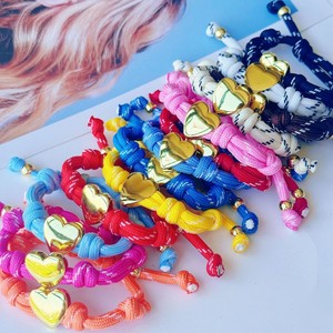 Pulsera Trenzada Ajustable Hecha a Mano con Cuerda <span class=keywords><strong>y</strong></span> Corazón Chapado en Oro, Regalo para el Día de San Valentín - Product Image 2