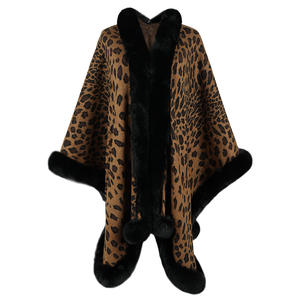 Autunno inverno 2024 <span class=keywords><strong>collo</strong></span> in pelliccia di leopardo maglia <span class=keywords><strong>scialle</strong></span> maglione caldo cappotto <span class=keywords><strong>Cardigan</strong></span> donna - Product Image 3