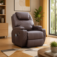 Fauteuil inclinable monoplace pivotant manuel sans dossier avec télécommande en cuir PU, cadre en bois moderne, design modulaire extensible, console et porte-gobelet