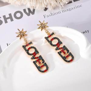 Love Letter <b>Stud</b> <b>Earrings</b> Rose Gold Zinc Alloy Micro Insert Party Fashion Jewelry - Product Image 1