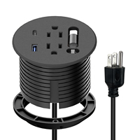 Multiprise de bureau encastrable pour mobilier industriel avec câble d'extension rétractable USB-C PD20W, prise UK/US/EU, pour trou de 3 pouces, charge rapide