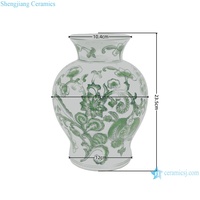 RXCF06-R Vase en céramique chinoise antique à motif de feuilles de lotus en émail vert, décoration d'intérieur