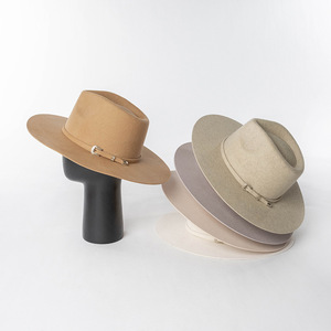 Chất lượng cao rộng vành 100% len cảm thấy Fedora Hat sombreros bán buôn màu rắn đồng bằng cứng Vành phụ nữ người đàn ông Fedora mũ - Product Image 1