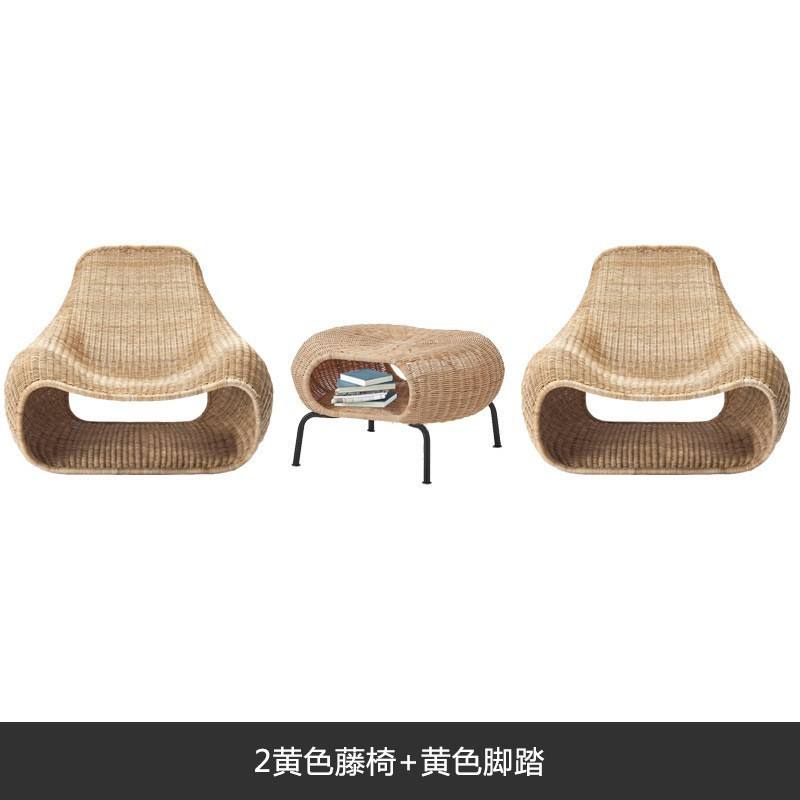 2 chaises en rotin jaune + repose-pieds