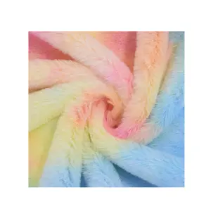 Vải Lông Nhân Tạo Nhân Tạo Nhuộm Màu Tie-Dye Cho Bọc/Chăn KINGCASON Short Pile Tái Chế Polyester Cầu Vồng Ngắn Pile
