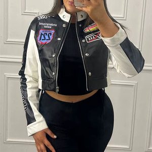 Nhà Sản Xuất OEM Chenille Thêu Da In Thời Trang Phố Bóng Chày Biểu Tượng Tùy Chỉnh Áo Cho Phụ Nữ Cắt Máy Bay Ném Bom Varsity Áo Khoác - Product Image 4