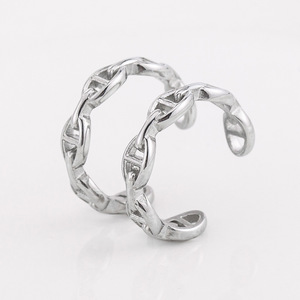 Minimalist <b>Titanium</b> Steel Chain Open <b>Ring</b> For Men And Women Punk Style Jewelry Gift - Product Image 1