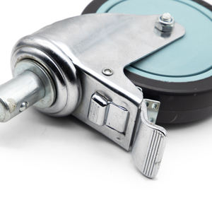 5 Zoll Schwenkbares Lenkrad mit Bremse, Feuerverzinkter Stahl, TPR-Material, Ersatzrad-Einsatz für Einkaufswagen - Product Image 1