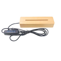 Base de lampe LED en bois carré de grande taille, bascule en bois avec 7 couleurs changeantes, contrôle de la luminosité, pour plaque acrylique