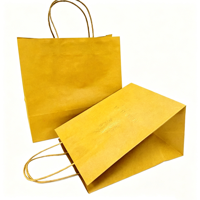 Recycled SOS Kraft Paper Bags with Custom Logo Twisted Handles Digital Printing for Bakery Grocery Milk Daily Takeaway Packaging
