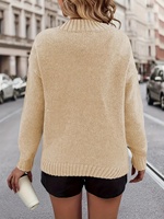 Pull-over élégant et décontracté pour femme, beige, col en V, épaules tombantes, ample, respirant, imprimé motif cœur, idéal pour le printemps