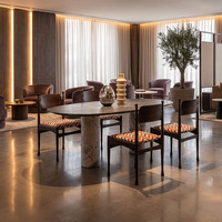 Chaise de salle à manger en bois massif de frêne, rembourrée, géométrique, en tissu organique, courbée, pour hôtel de luxe, restaurant, boutique, usage commercial