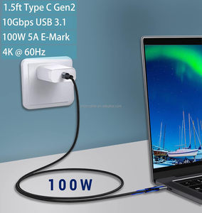 100W 4K USB C เป็น USB C สายชาร์จข้อมูลโน้ตบุ๊ค Type C 3.1 Gen 2สายชาร์จเร็วไนลอนสำหรับ <span class=keywords><strong>Apple</strong></span> MACK Book - Product Image 6