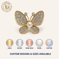 Clip de chaussure papillon en cristal, clips de chaussure en strass dorés pour escarpins, talons, décorations de chaussures de mariée, accessoires de chaussures détachables, OEM