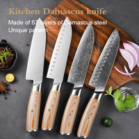 Couteau de chef professionnel de style nouveau, 8 pouces, forgé à la main en acier Damas, manche G10, 67 couches d'acier