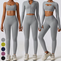 Ensemble de sport 3 pièces réversible et imperméable pour femme, grandes tailles, collection automne-hiver : soutien-gorge, smock, collants, crop top et veste