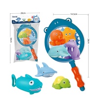 Jouet de bain flottant pour la pêche, animaux qui font des jets d'eau, jeux avec filet à poissons, jeu dans la baignoire, la salle de bain, la piscine