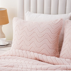 Mền Các Nhà Sản Xuất Đỏ Mặt Màu Hồng Faux Fur Comforter Set Chải Bộ Đồ Giường <span class=keywords><strong>Comforters</strong></span> Cho Nữ Hoàng Kích Thước Giường - Product Image 1