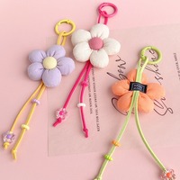 Gantungan Kunci Lanyard Bunga Matahari Warna-warni Manis & Imut, Aksesoris Tas & Ponsel dari Kain Bermotif Bunga