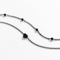 Ensemble de chevillères cœur noir, chaîne fine, bijoux de pied perlés, réglables, accessoire de vacances à la plage pour femme
