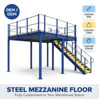 Toz Boyalı Ofis Asma Kat Çelik Platformu Ticari Bina Alan Genişletme Korkuluk Merdiven Kafes OEM CE ISO 9001 TUV