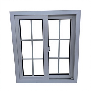 Finestre Scorrevoli in PVC a Doppio Vetro Stile Moderno, Insonorizzate, Finestra alla Francese per Balcone con Design a Griglia in PVC - Product Image 1