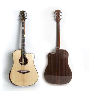 Guitarra acústica de madera de abeto con tapa maciza de 41 pulgadas de primera calidad, Panel lateral trasero de palisandro hecho a mano con diapasón de ébano con acabado brillante - Product Image 2