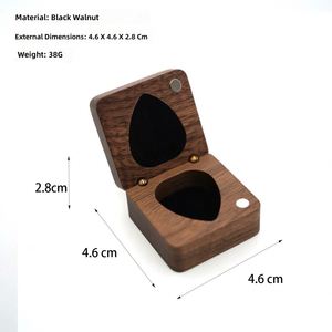 2026 New Style Personalized Carved Black Walnut Wood Guitar Pick <b>Storage</b> <b>Box</b> Set Wooden Gift - Product Image 3