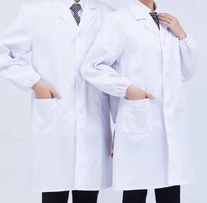 Telas de Bata de laboratorio duraderas para hospitales para uso prolongado, bata médica polivinílico de algodón de manga larga, uniforme de batas de laboratorio Unisex blanco - Product Image 4