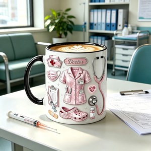 Tasses en céramique de luxe multicolores avec isolation thermique, tasses créatives <span class=keywords><strong>pour</strong></span> le café et l'eau <span class=keywords><strong>pour</strong></span> la Journée des infirmières - Product Image 3