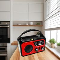 Radio solaire d'urgence à manivelle avec fonction SOS, radio météo AM/FM/NOAA, lampe torche et lampe de lecture, fabriquée en ABS durable