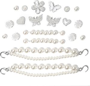Chaîne de chaussures Bling pour femmes, breloques de chaussures en perles, accessoires pour filles, sandales sabots, décoration de chaussures DIY papillon, amour, fleur - Product Image 1