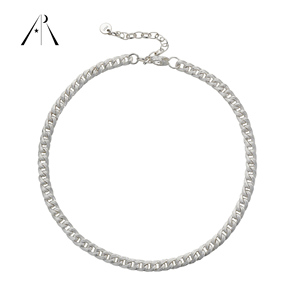 Серебряное ожерелье, чистое серебро, универсальная Cuba, простой матовый, унисекс, стиль ручной работы, модный - Product Image 1