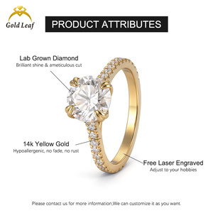 Anillo de Compromiso y Boda Personalizable con Diamante Cultivado en Laboratorio, Corte Redondo, 1ct-5ct, D VVS, Oro 10K 14K, HPHT CVD, Joyería Fina IGI para Mujer - Product Image 5