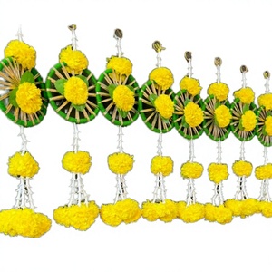 Décoration murale Art Déco personnalisée faite à la main en marigolds pour mariage indien, baptême, Diwali, Ganpati Pooja, toile de fond - Product Image 2