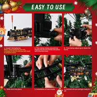 Ensemble de train électrique de Noël avec lumières, sons et suspension d'arbre pour la décoration des fêtes, jouet interactif pour les rassemblements familiaux et les fêtes