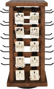 360 rotatif bijoux présentoir boucle d'oreille organisateur en bois niveau porte-bijoux support - Product Image 4