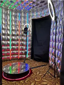 2023 NOVO personalizado inflável fotos cabine para festa de aniversário inflável levou 360 foto cabine gabinete preto cúpula