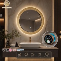 Miroir de salle de bain intelligent à LED sans cuivre, rond, couleur 3000K-6500K, en aluminium moulé intégré, avec température intégrée, par le fournisseur