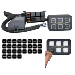 12V 24 panneaux de commande universels à écran tactile 6 voies panneau de commutation 6 groupes avec boîte à fusibles relais pour caravane de bateaux marins