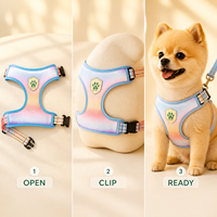 Kleines Hundegeschirr, niedlich, modisch, Oxford, atmungsaktives Netzgewebe, Anti-Flucht-Verschluss, reflektierend, 3 Reihen Nähte, für Chihuahua, Pudel, Toy