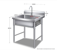 Évier de lavage double concave en acier inoxydable commercial pour restaurant et cantine, évier de cuisine pour le lavage des mains